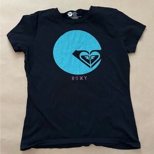 Roxy Black Tee with Blue Logo